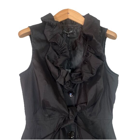 Samuel Dong Black Bubble Hem Sleeveless Mini Dress W/Ruffle, Tie, Pockets NEW S - Picture 2 of 15